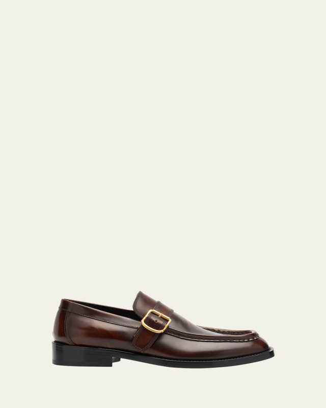 Calfskin Leather Buckle Loafers